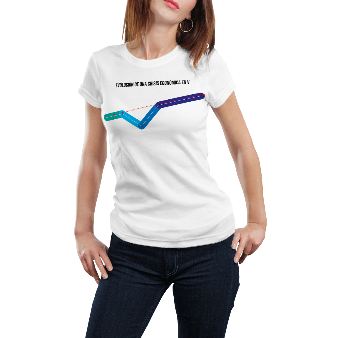 camiseta mujer- Evolución de una crisis económica en V